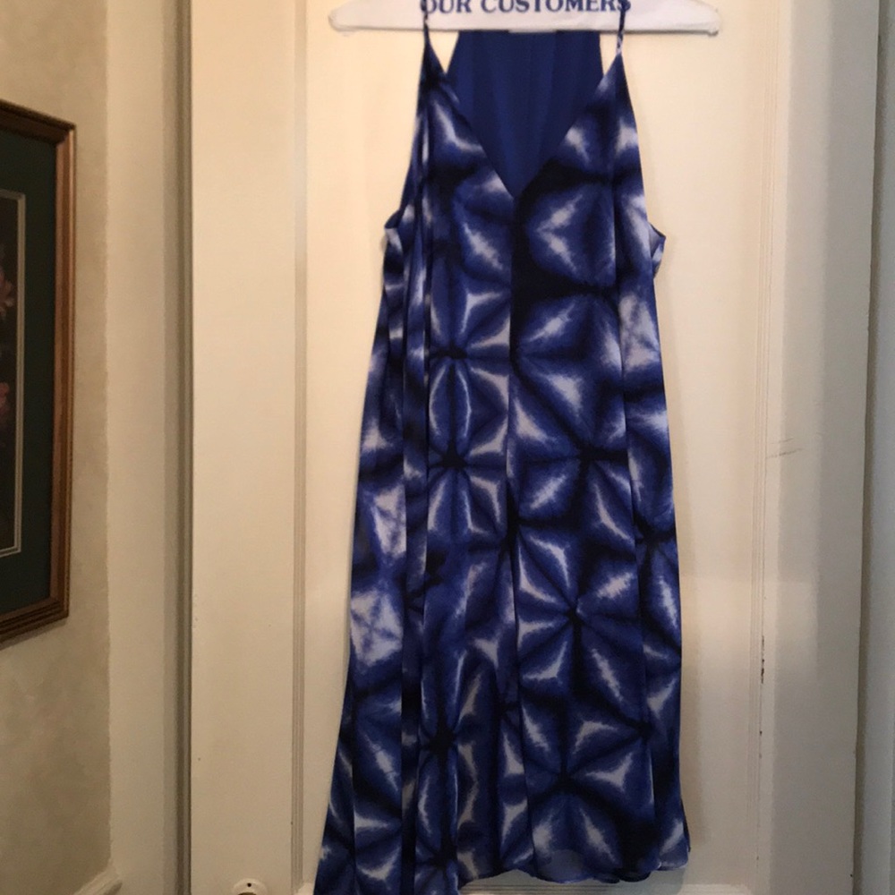 Blue Tie-Dye Halter Dress